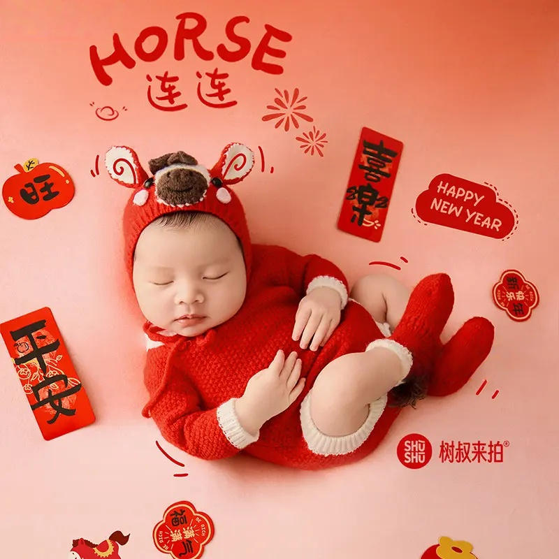 2026 Red Horse Theme Set - Newborn Photography Props - Image 2